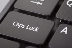 Caps lock button closeup